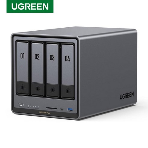 NASync DXP4800 플러스 4베이 데스크탑 네트워크 연결형 스토리지(NAS) 펜티엄 골드 8505 5코어 CPU 4K 60Hz 지원 RAID 5 4베이