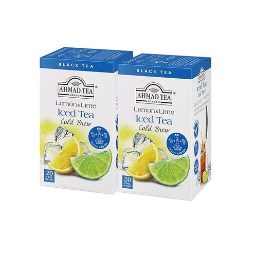 AHMAD TEA (아머드티) 냉침 홍차 레몬라임 티백 낱개포장 20봉투 x 2개