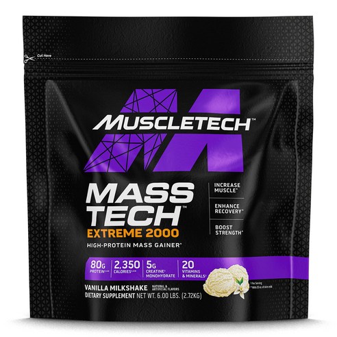 건강챙기세요 MuscleTech Mass Tech™ Extreme 2000 바닐라 밀크셰이크 2.72kg(6lbs) 백살까지오래오래