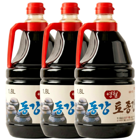 영월동강 토종 간장 1.8L 무방부제 시골 재래식 조선간장 국간장 집간장 대용량, 3개, 1.8L, 깊은맛