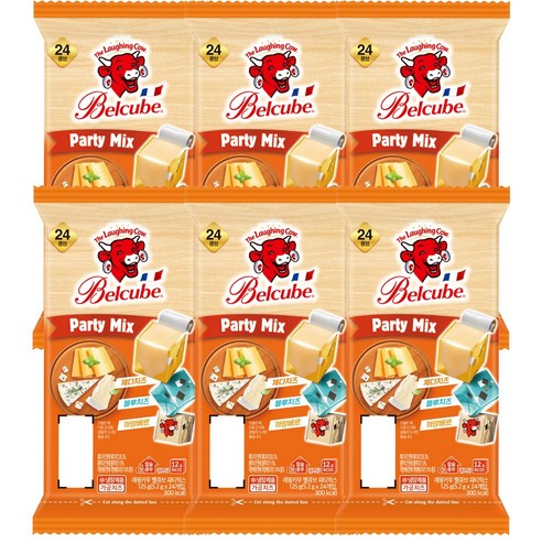 래핑카우 벨큐브 24큐브 125g 파티믹스 6개, 125g, 6개