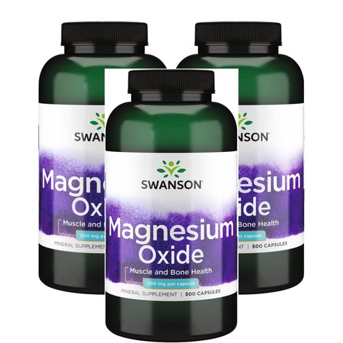 스완슨 산화 마그네슘 200mg 500캡슐 3병 고약사마그네슘 Magnesium