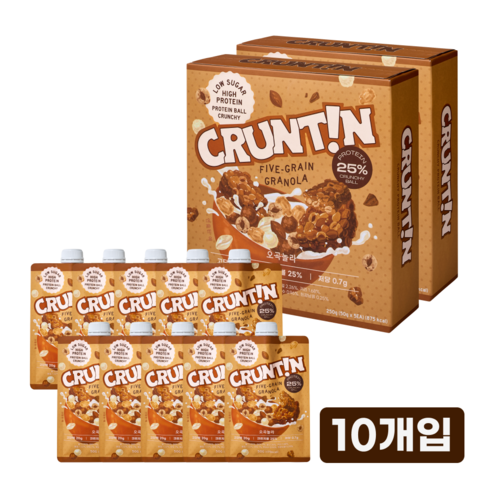 [본사공식몰] 크런틴 크런치볼 단백질쉐이크 오곡놀라 당 0g대, 2박스, 250g