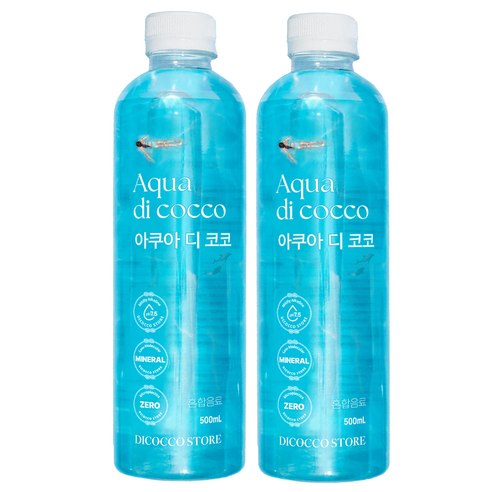 아쿠아디코코 pH 7.5 약 알칼리성 물 미네랄 워터 미세플라스틱 없는 깨끗하고 안전한 프리미엄 최고급 물 (FDA 할랄 인증, 칼슘 칼륨 규소 마그네슘 함유), 20개, 500ml