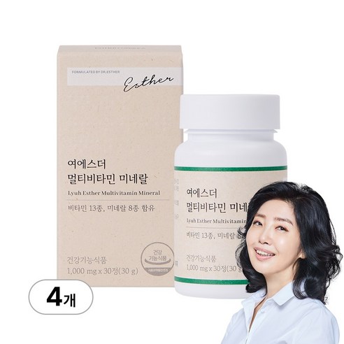 [본사직영] 여에스더 멀티비타민 미네랄 (여성&남성 종합비타민&미네랄 21가지 기능성) 국민영양 프로젝트, 4박스, 30정