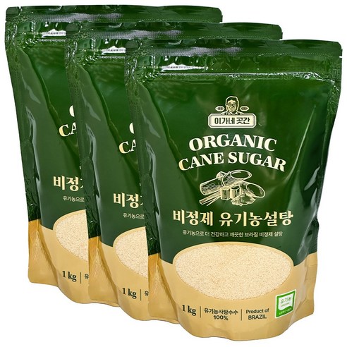 이가네곳간 비정제 유기농 설탕, 황설탕 원당, 1kg, 3개
