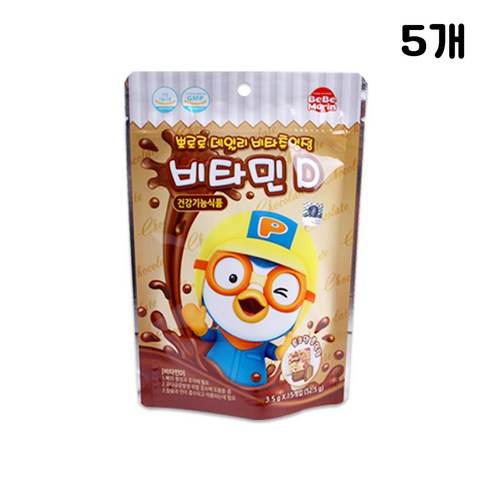 뽀로로 데일리 비타츄잉정 초코맛 15정, 3.5g, 5박스