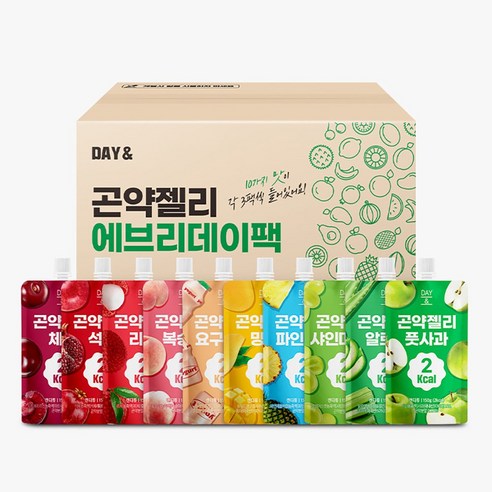 데이앤 저칼로리 곤약젤리 에브리데이팩 10가지맛, 30개, 150g