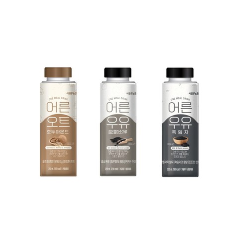 서울에프엔비 어른우유250ml 흑임자3＋검은콩미숫가루3＋어른오트 호두아몬드3(총9개입)/냉장무배