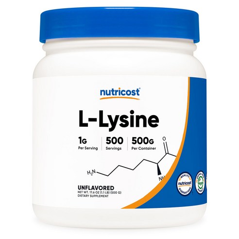 뉴트리코스트 L-리신 파우더 무맛 500g 1병, 1개, 500g