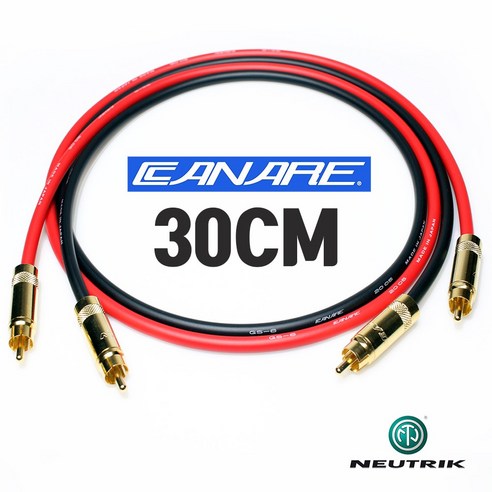 CANARE 카나레 GS-6 REAN GOLD RCA + 뉴트릭 리안 금도금 인터 케이블 30cm / 2개 1조