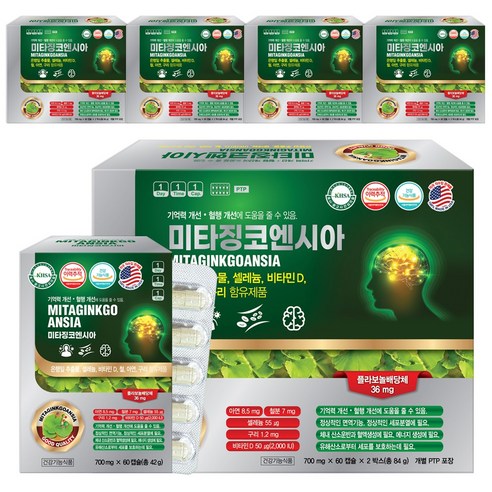 미국 미타징코엔시아 120캡슐X5박스 은행잎추출물 영양제 셀레늄 코엔자임Q10