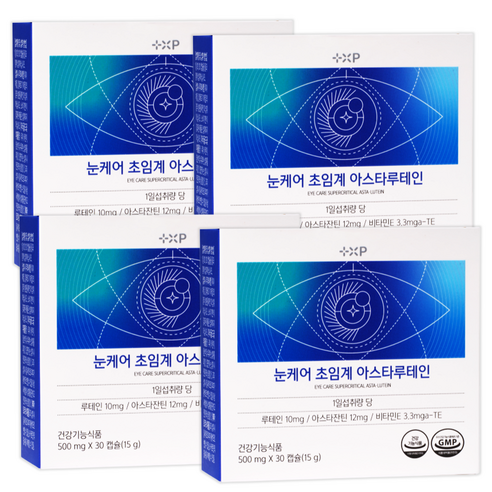 눈케어 초임계 고함량 아스타잔틴 12mg 영양제 눈 피로도 개선 항산화 세포 보호, 4세트, 30정