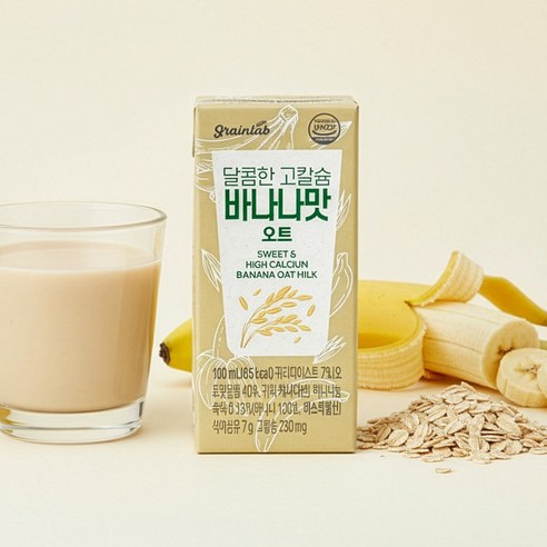 그레인랩 달콤한 고칼슘 바나나맛 오트, 48개, 190ml