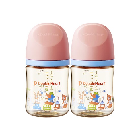 더블하트 모유실감 3세대 PPSU 디어프렌즈 젖병 트윈팩(젖꼭지미포함), 애니멀타운, 160ml, 1세트