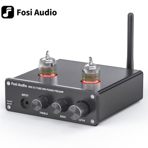 Fosi Audio BOX X3 블루투스 포노 프리앰프 5654W 진공관 HiFi 앰프, BOX X3