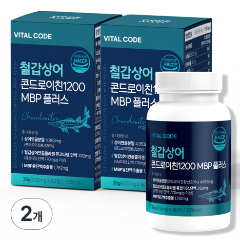 철갑상어 콘드로이친 6형 1200 식약청 상어연골 MBP 플러스 바이탈코드, 2개, 60정