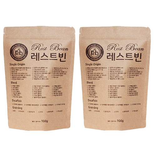 100g+100g 원두커피 홀빈(원두콩), 100g, 2개