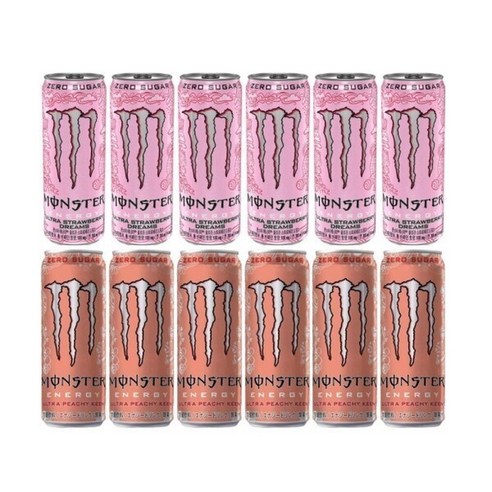 몬스터에너지 355ml 두가지 맛 혼합 / 스트로베리 드림즈 6캔 + 피치 킨 6캔 / 총 12캔