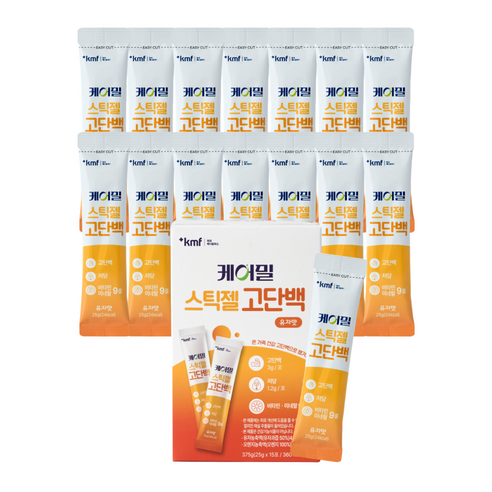 케어밀 스틱젤 고단백, 유자맛, 15개, 25g
