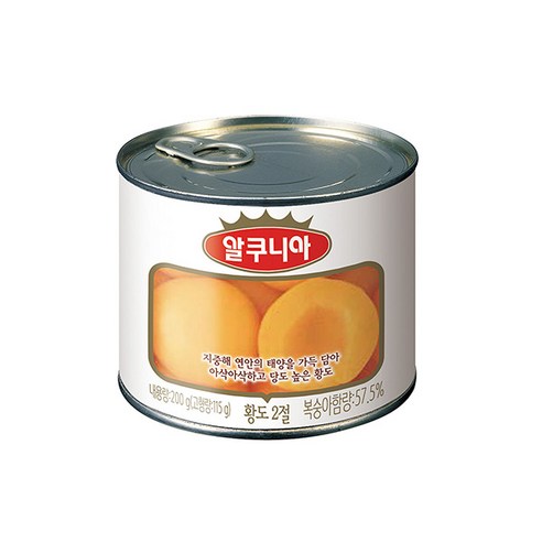 알쿠니아 황도 복숭아 통조림, 200g, 1개