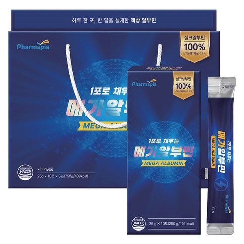 신박한 파마피아 마시는 실크 메가 알부민 1박스 ( 25g x 30포 ) 난백분 단백질 스틱 선물 패키지, 1세트, 30회분
