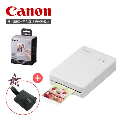 [캐논공식파트너]캐논 포토프린터 SELPHY QX20 / XC-60L(60매)전용인화지/파우치패키지
