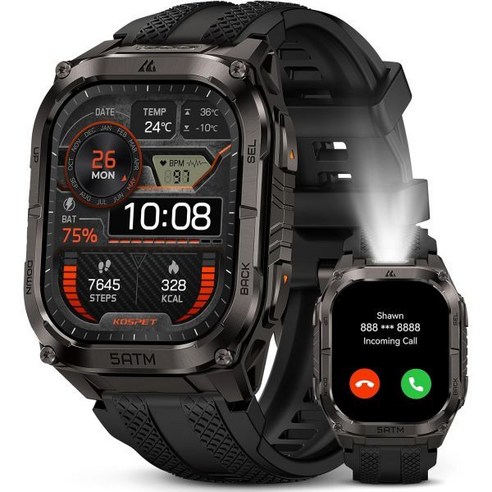 KOSPET Tank M4C Outdoor Smart Watch with GPS 1.96 AMOLED Display Built-in LED Flashlight Walkie-Ta