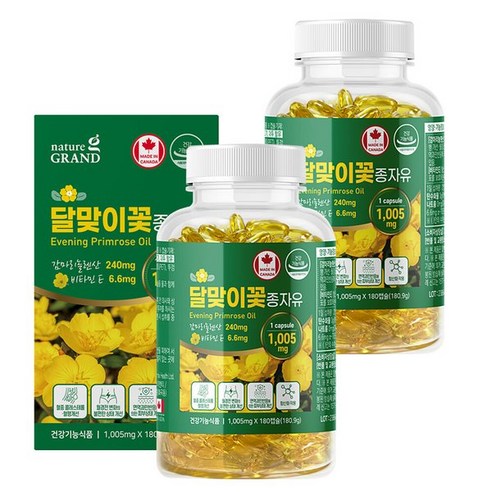 네이처그랜드 네이처그랜드 달맞이꽃종자유 180캡슐 3개월분 캐나다 감마리놀렌산 달맞이유 달맞이종자유 감마리놀레산