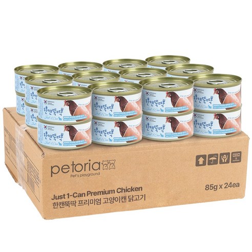 한캔뚝딱 프리미엄 고양이 습식 간식 캔, 24개, 85g, 닭고기