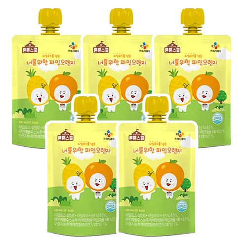 CJ 튼튼스쿨 너를위한 파인오렌지, 5개, 100ml