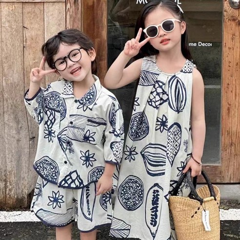 휴먼러브 패밀리룩 여행 커플룩 베스트 해변 바캉스 하와이안 원피스 플라워 셔츠 돌촬영 가족촬영 3인 4인 가족세트