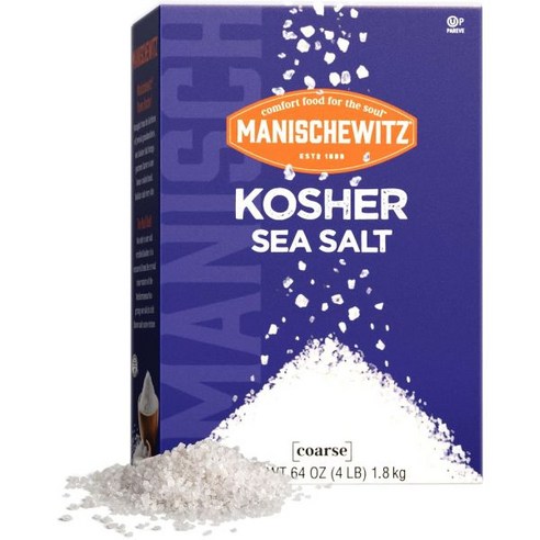 Manischewitz 소금 마니셰위츠 자연 유대인 정제 4파운드 박스 EZPour 스포우트 시칠리아 이탈리아산 100% 굵은 바닷소금