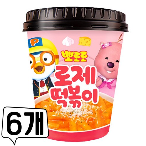 뽀로로 로제 컵 떡볶이 115g / 랜덤스티커 어린이 간식, 115g, 6개