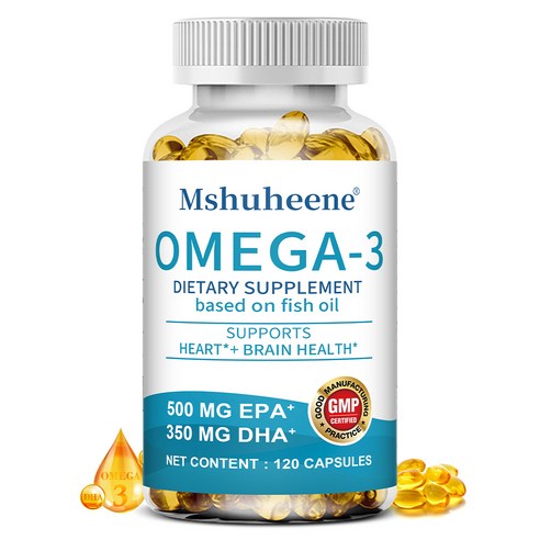 오메가-3 오메가-3 식이보충제 - EPA 500mg + DHA 350mg 함유 - 필수지방산 영양보충, 3개, 60정