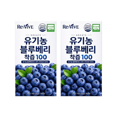유기농 블루베리착즙 100% NFC 원액 퓨레 스틱 안토시아닌 블루베리즙, 2개, 280g