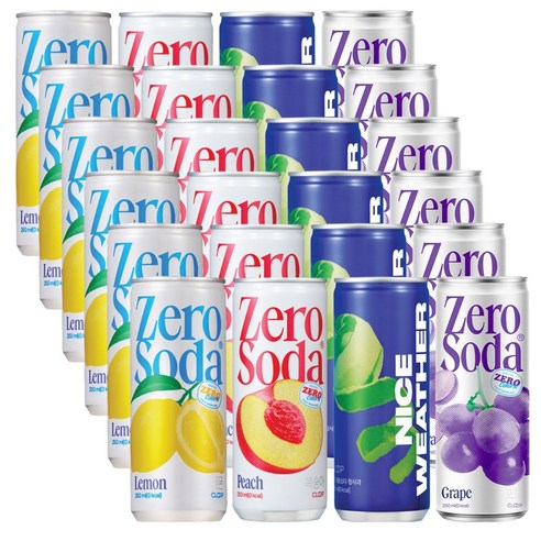 클룹 제로소다 250ml 4종 혼합(포도+레몬+청사과+복숭아)