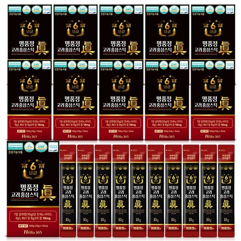 명품정 6년근 고려 홍삼 스틱 진 실속형 1포당 진세노사이드 18mg