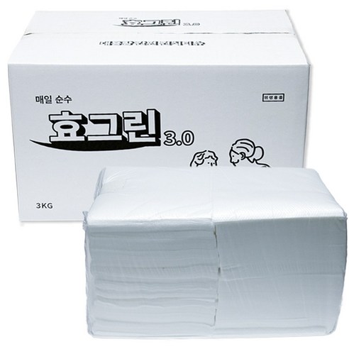 효그린 대용량 엠보싱 건티슈 3KG 1200매, 1박스, 1200매, 70g