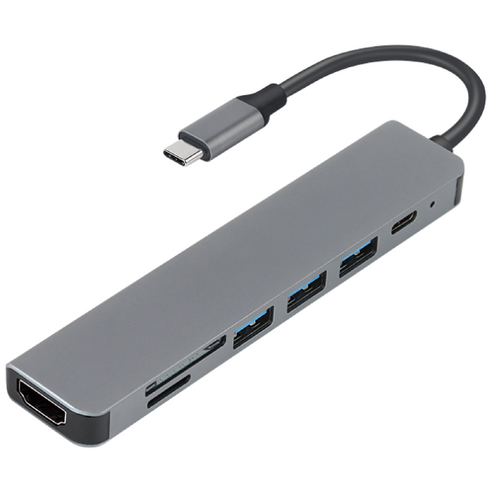 강원전자 넷메이트 NM-TCM01 USB3.0 Type C 3포트 7 in 1 멀티 허브, 1개