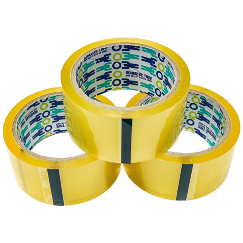 강력접착 투명 박스테이프 48mm X 40m 포장용 황색, 3개