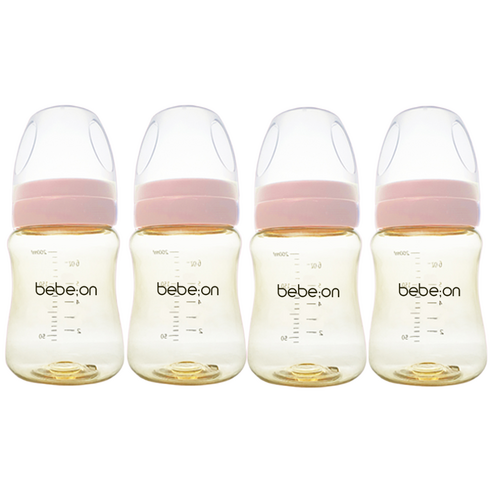 베베온 PPSU 노꼭지 젖병, 핑크, 200ml, 4개