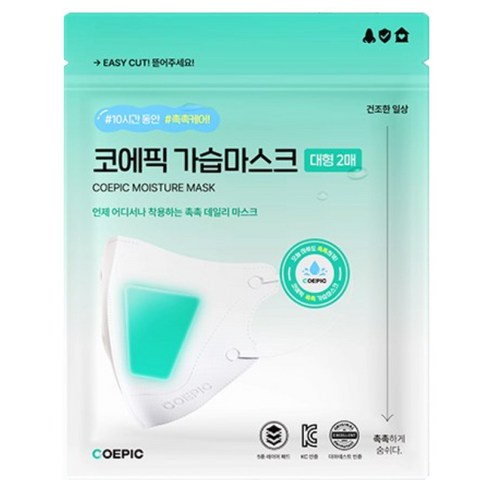 코에픽 비염 촉촉 새부리형 가습 덴탈 일회용 마스크 대형 (성인용), 화이트, 3개, 10매