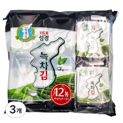 지도표 성경 녹차 도시락김 (4g*12입), 48g, 3개