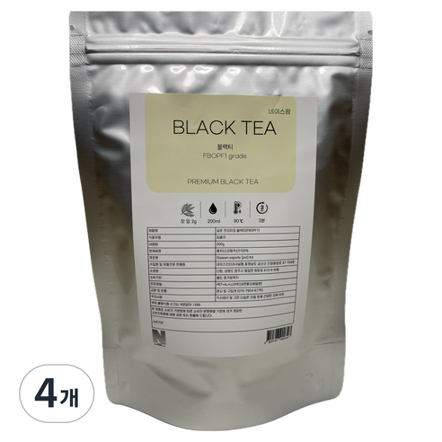실론 프리미엄 블랙티 찻잎 (최상위 등급 FBOPF1 프리미엄 스리랑카산 홍차/ Black Tea), 4개, 1개입, 200g