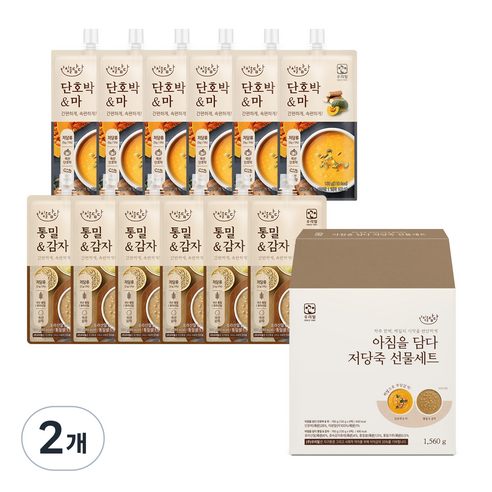 아침을담다 저당죽 선물세트 ( 단호박&마 +통밀&감자 ), 1560g, 2개