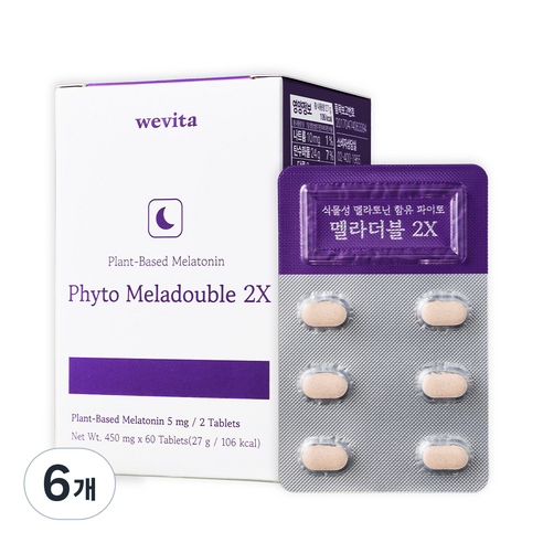 식물성 멜라토닌 5mg 고함량 HACCP 위비타 멜라더블 1개월분, 6개, 60정