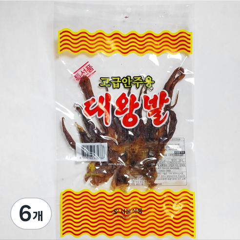 서울식품 대왕발 (무료배송) 로켓그로스 가문어 대왕오징어 왕다리 망족 조미 건오징어 다리, 35g, 6개