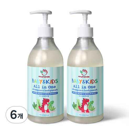 타이니핸즈 베이비키즈 올인원 샴푸바디워시 피부면역 다래추출 특허, 6개, 500ml