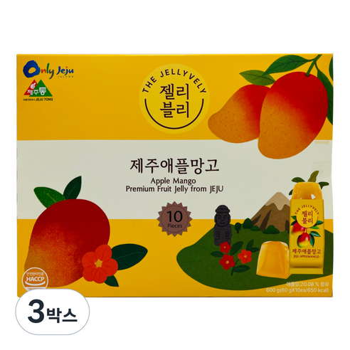 제주 애플망고 젤리블리 아이 간식 여행 선물 대만젤리 쉐프엠, 600g, 3박스